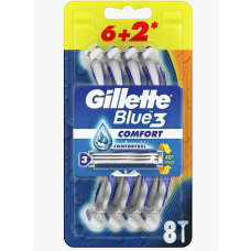 Одноразовые бритвенные станки Gillette Blue-3 Comfort, 8 шт. (плавающая головка)...