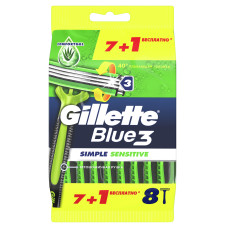 Одноразовый бритвенный станок Gillette Blue3 Simple Sensitive , 8 шт....