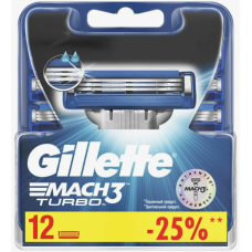 Сменные кассеты Gillette Mach3 Turbo, 12 шт...